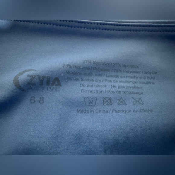 ZYIA ACTIVE "Light N Tight" Blue Tones Color Block LEGGINGS Hi-Rise Size Small - Picture 6 of 7